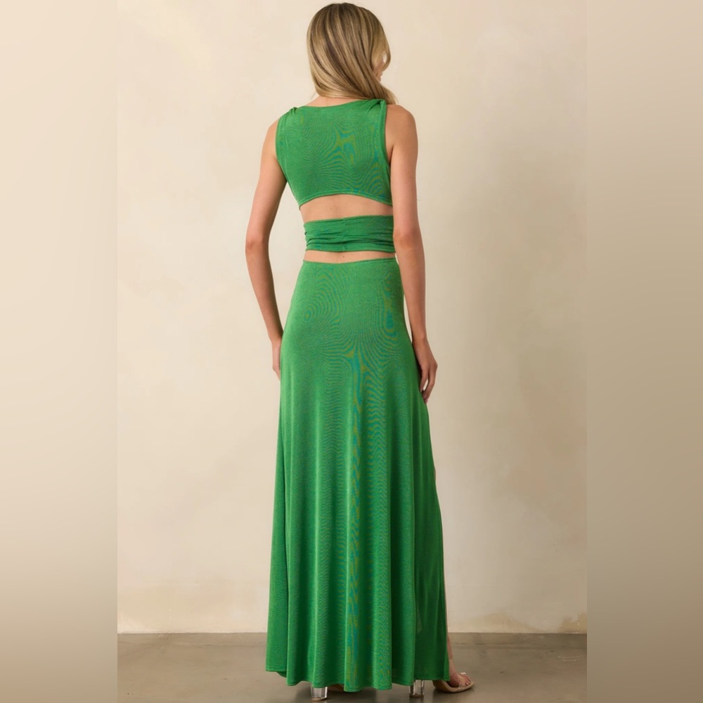 NWT A LITTLE BIT OF EVERYTHING KELLY GREEN TWIST FRONT CUT OUT MAXI DRESS - Picture 5 of 9